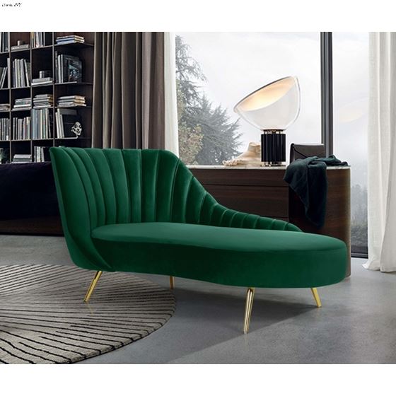 Margo Green Velvet Upholstered Tufted Chaise - 2