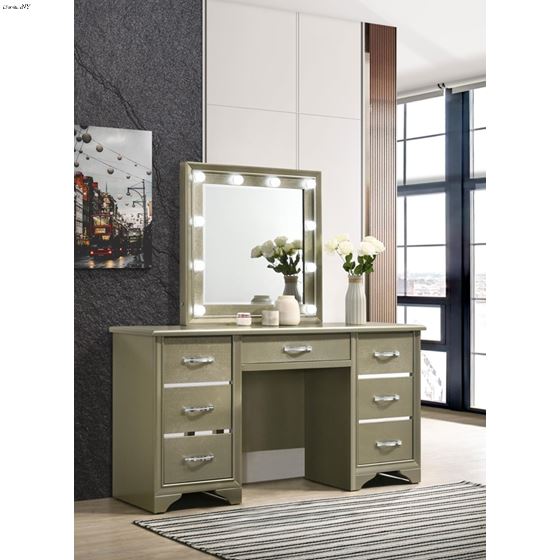 Beaumont Champagne 7 Drawer Vanity Dresser with-2