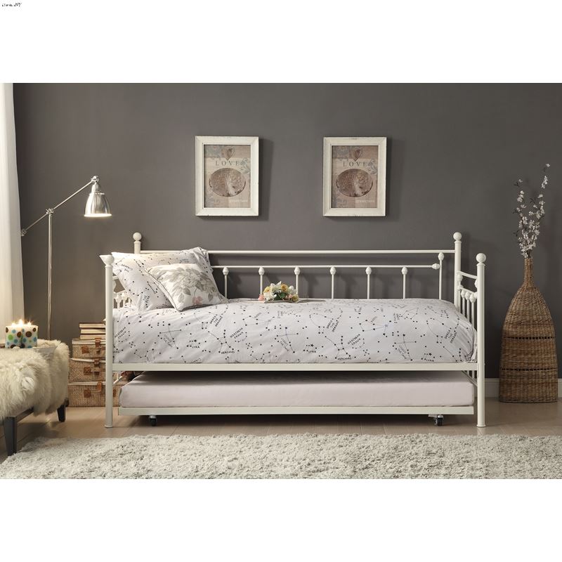 Lorena White Metal Daybed with Trundle 4965W-NT by