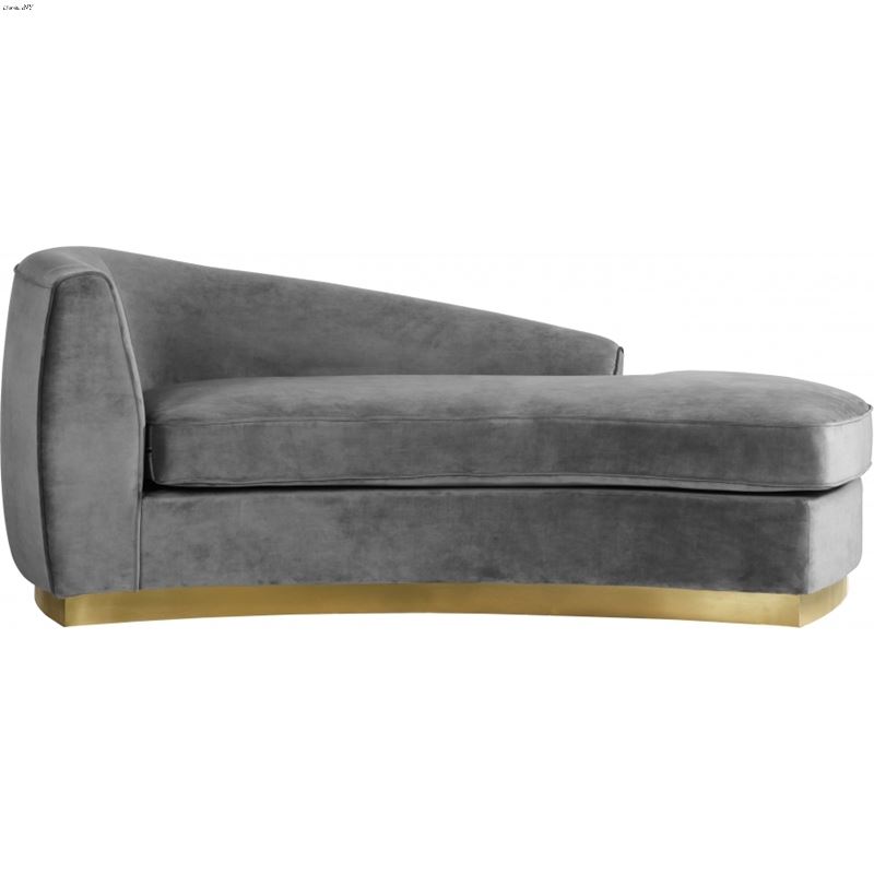 Julian Grey Velvet Upholstered Chaise - Gold Base