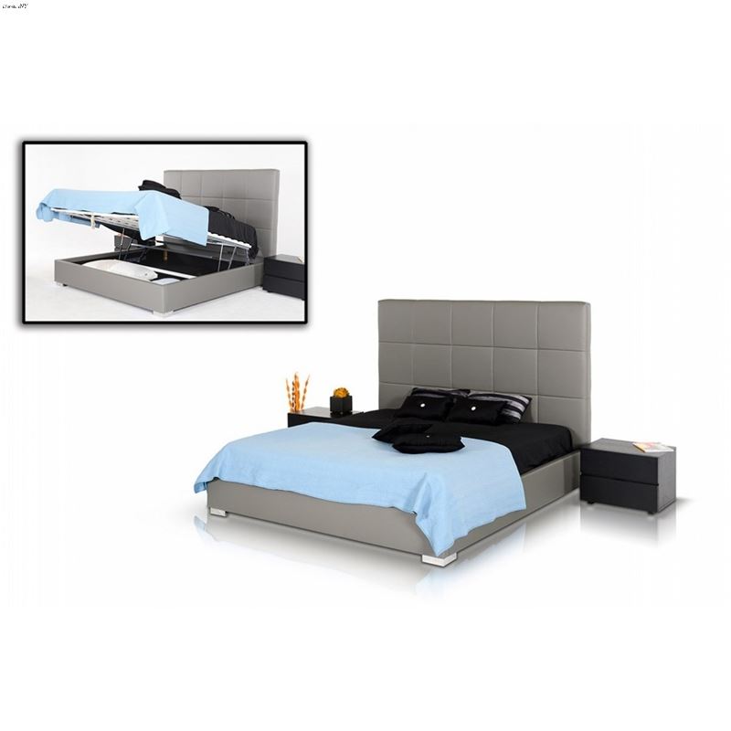 Messina - Modern Grey Eco Leather Bed with Lift St