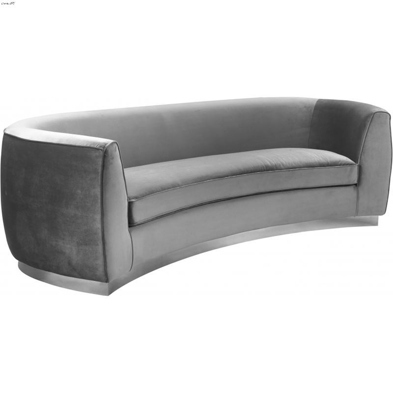Julian Grey Velvet Chrome Trim Sofa