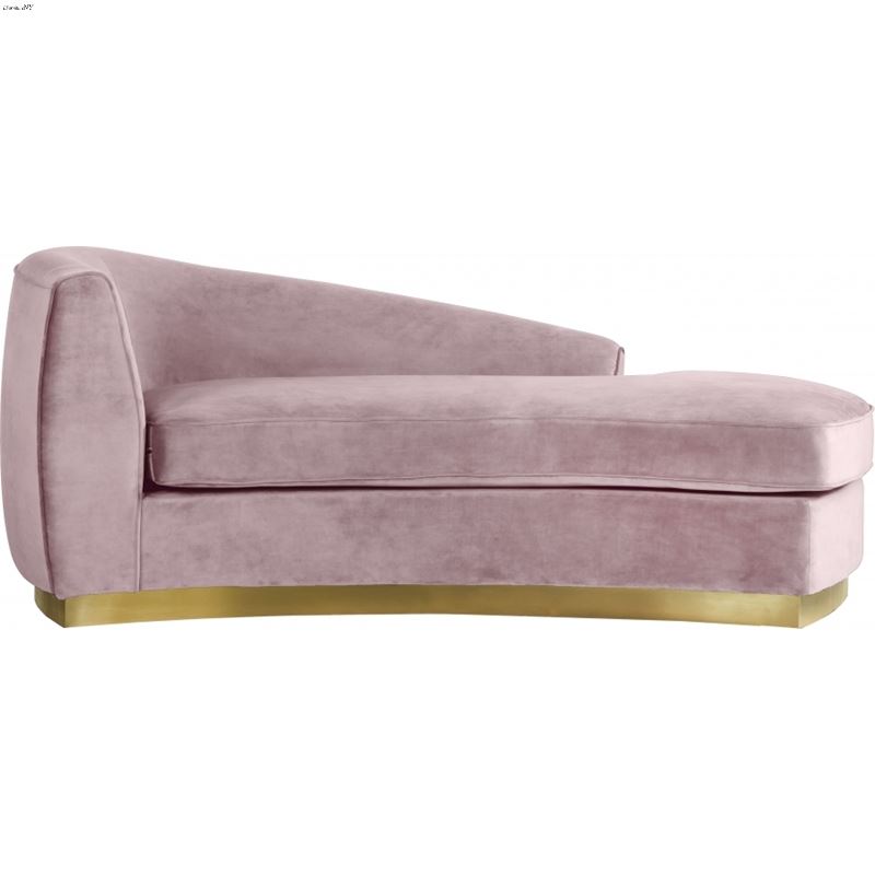 Julian Pink Velvet Upholstered Chaise - Gold Base