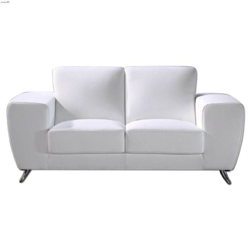 Julie Modern White Leather Loveseat By BH Designs