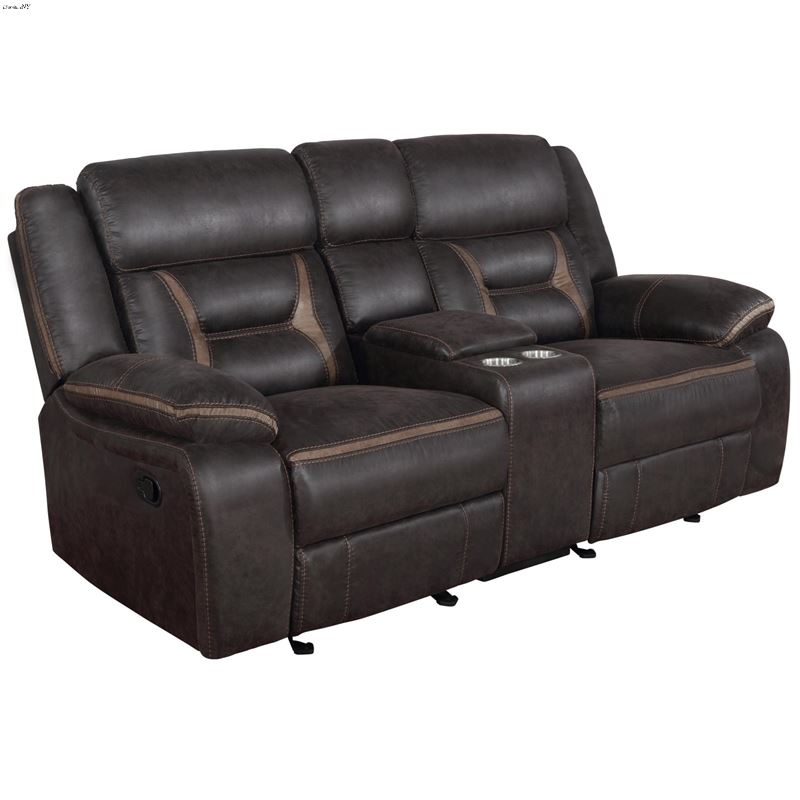 Greer Brown Reclining Loveseat w/ Console 651355