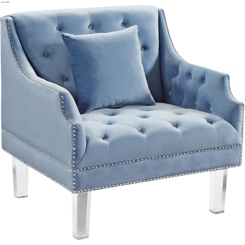 Roxy Sky Blue Velvet Tufted Chair