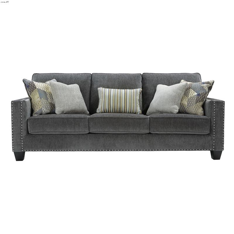 Gavril Smoke Grey Fabric Nailhead Sofa 43001