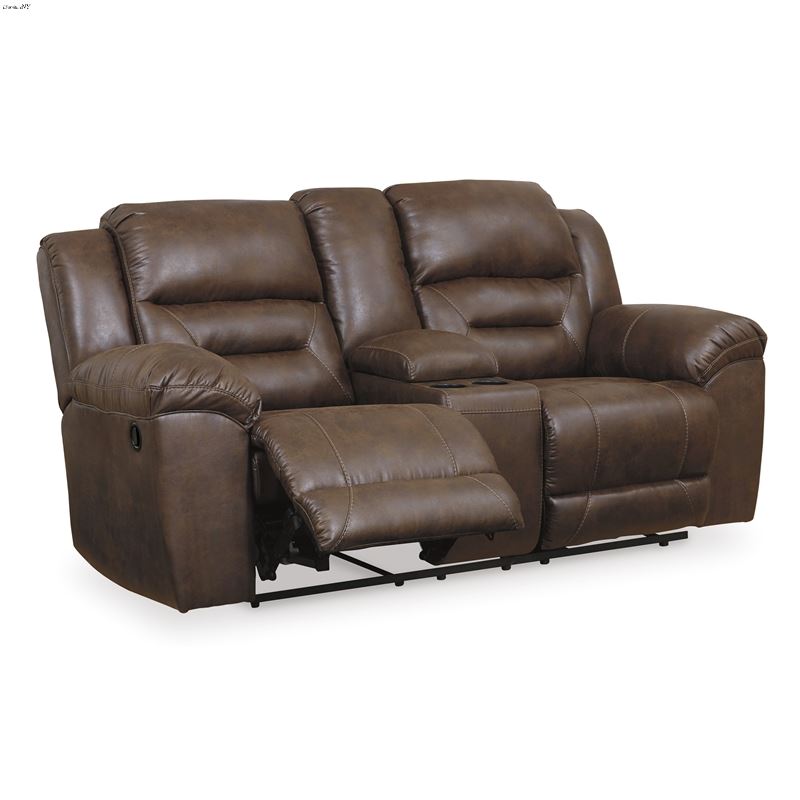 Stoneland Chocolate Reclining Loveseat with Consol