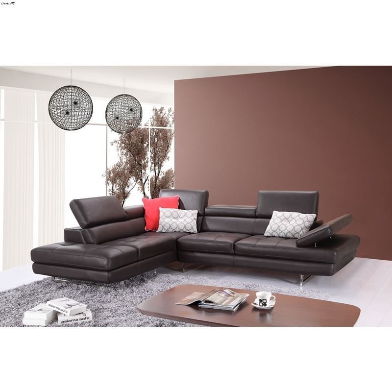 A761 Coffee Leather Sectional