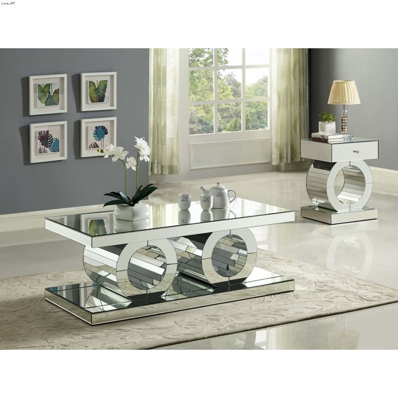 Jocelyn Silver Mirrored Occasional Table Collectio