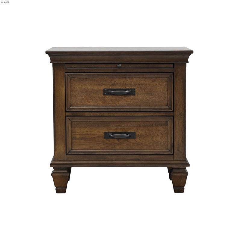 Franco Burnished Oak 2 Drawer Nightstand With Pull