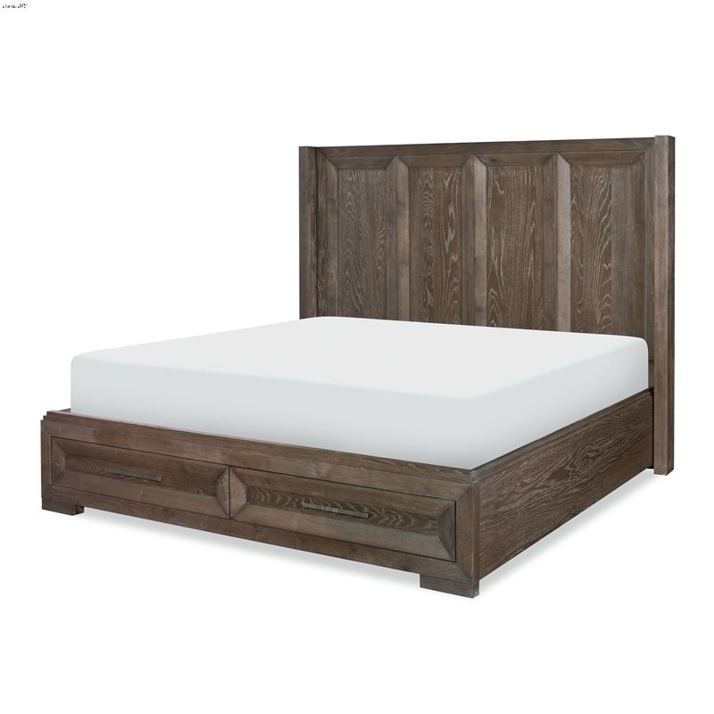 Facets King Shelter Bed with Storage Footboard in