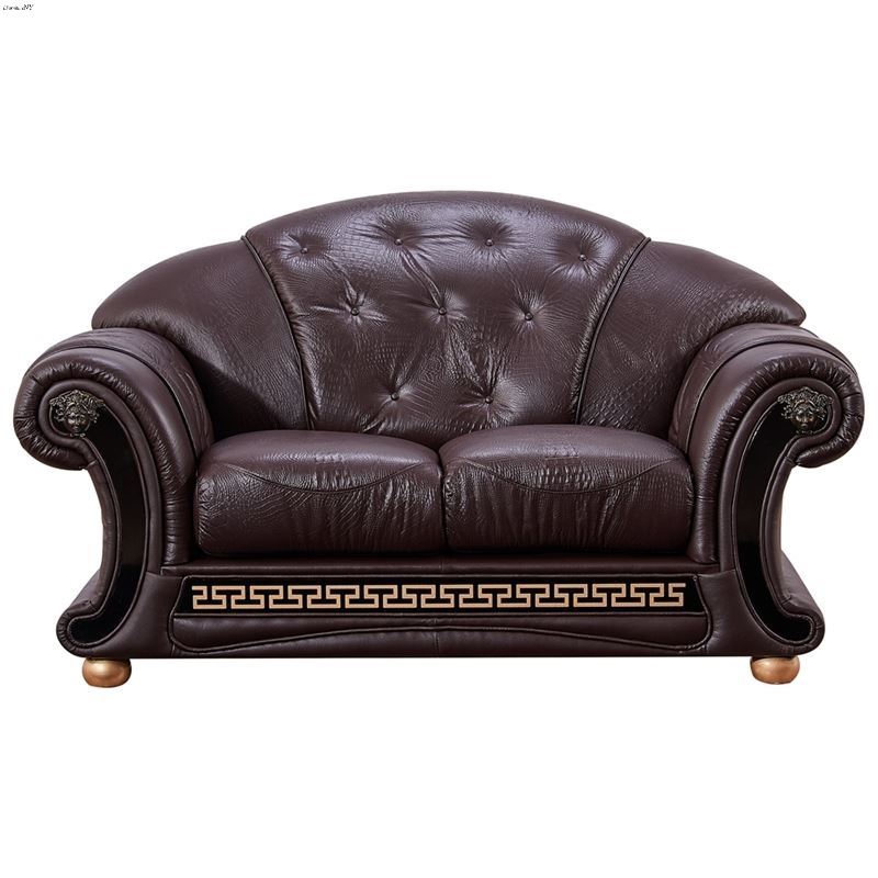 Apolo Tufted Brown Leather Love Seat