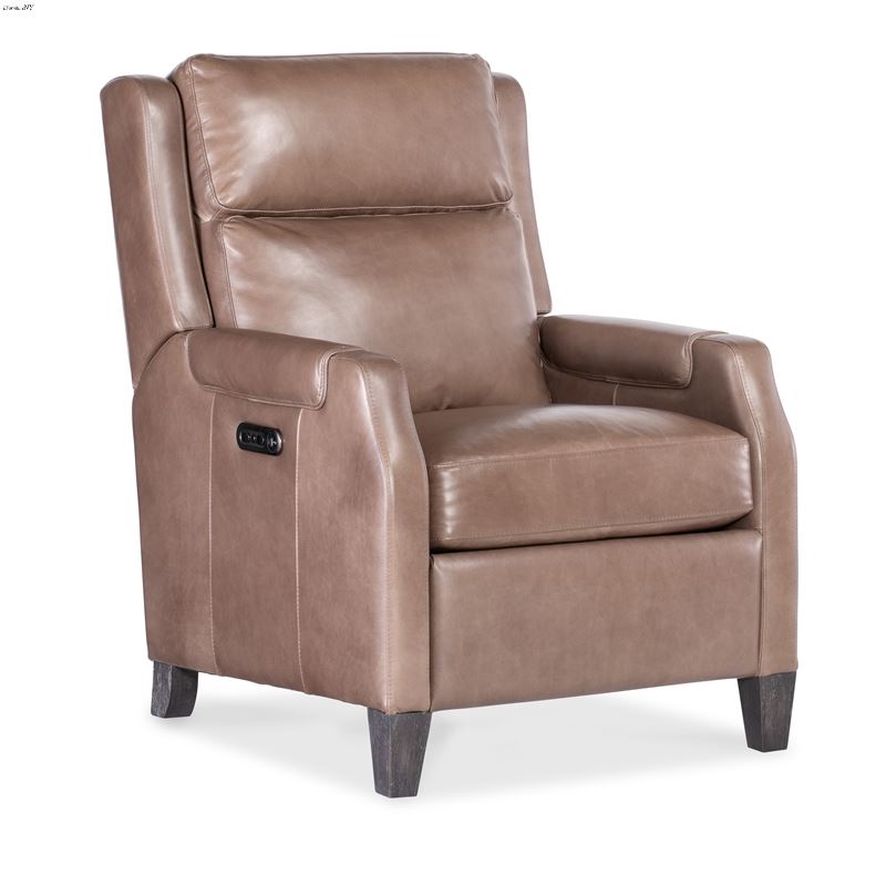 Nelson Light Mocha Leather Power Recliner with Pow