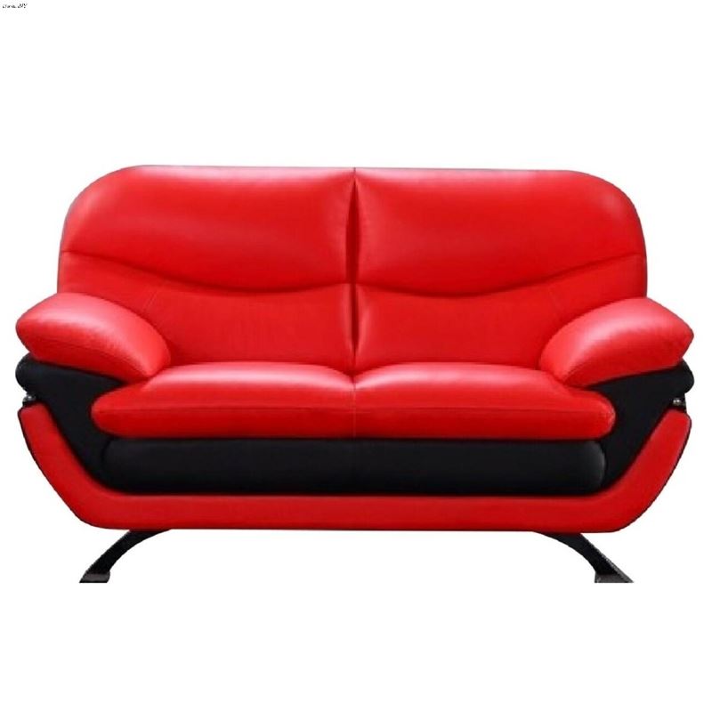 Jonus Modern Red and Black Leather Loveseat By BH