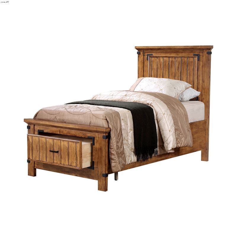 Brenner Rustic Honey Twin Storage Panel Bed 205260