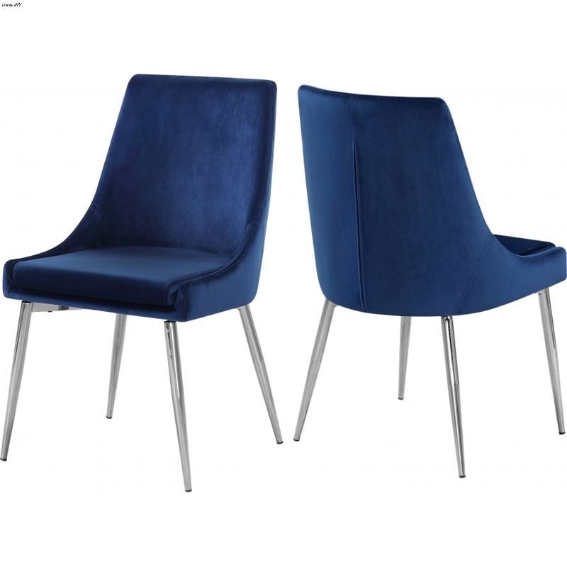 Karina Navy Upholstered Velvet Dining Chair - Chro