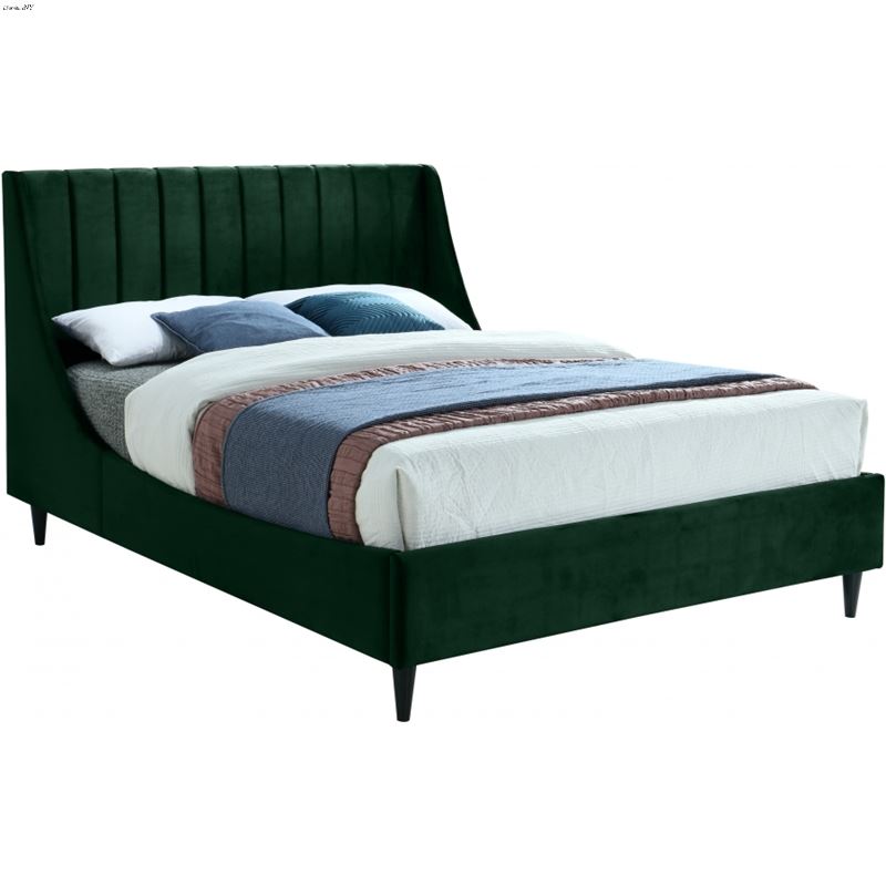 Eva Green Velvet Upholstered Bed