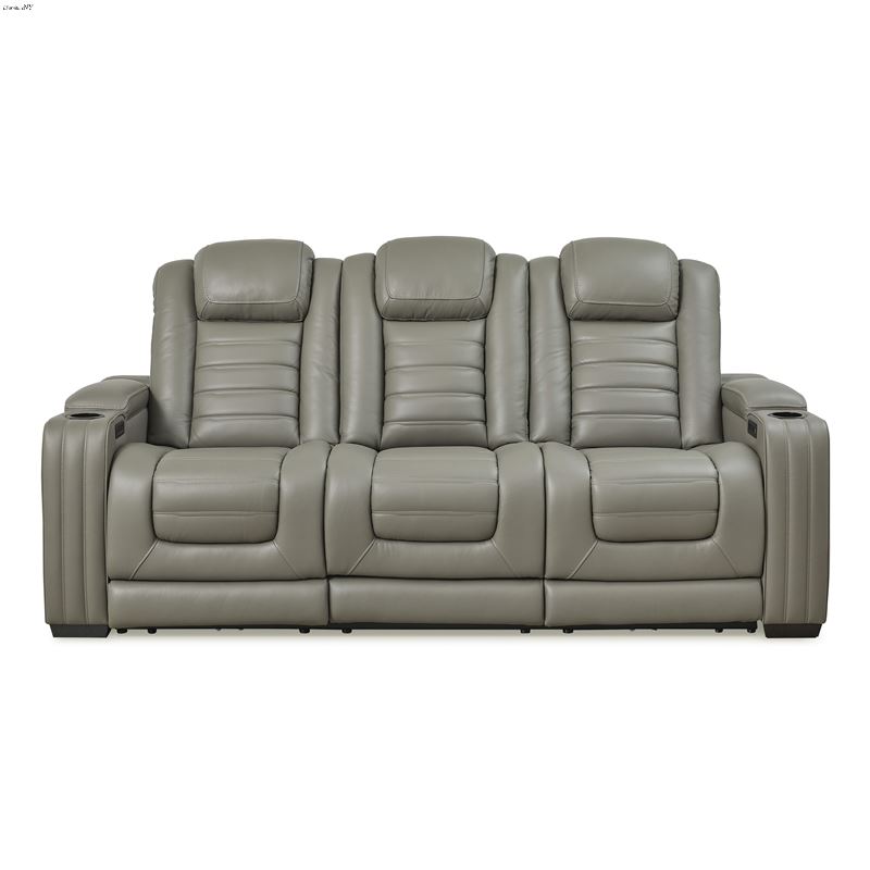 Backtrack Grey Leather Power Reclining Sofa U28005