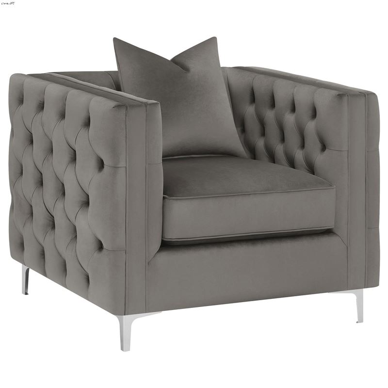 Phoebe Tufted Urban Bronze Velvet Chair 509883