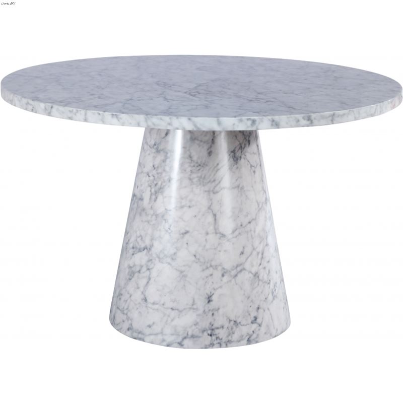 Omni 48 Inch Round White Faux Marble Dining Table