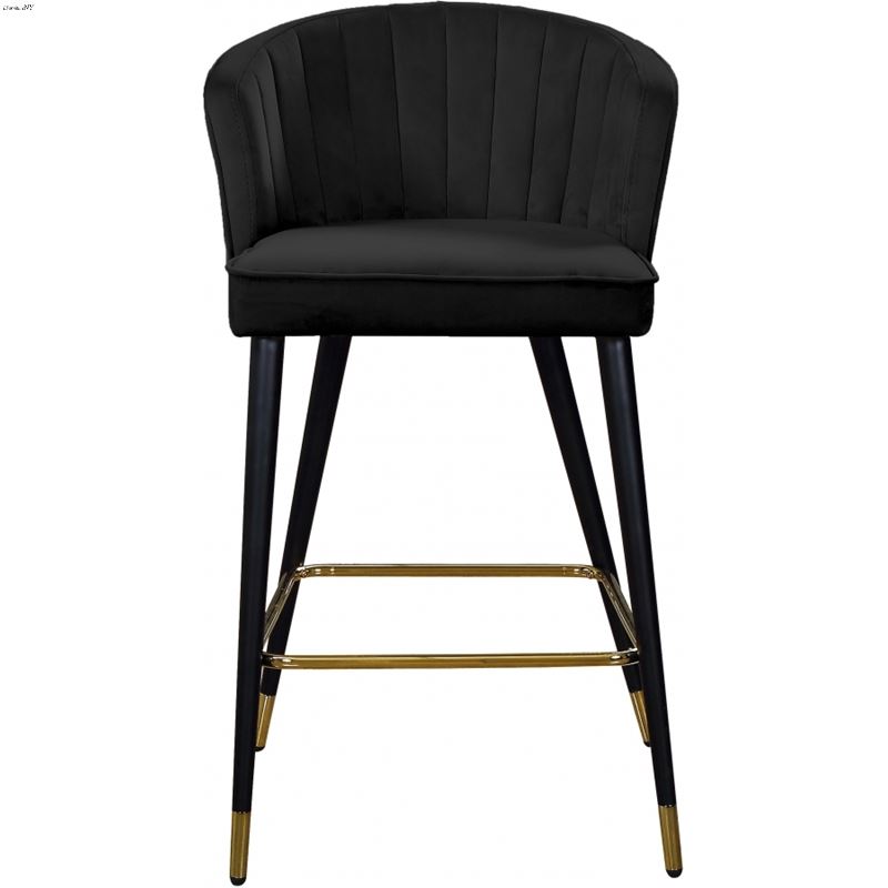 Cassie Black Velvet Upholstered Counter Stool - Set of 2