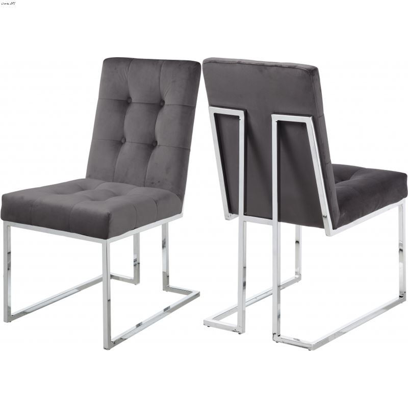 Alexis Grey Upholstered Tufted Velvet Dining Chair