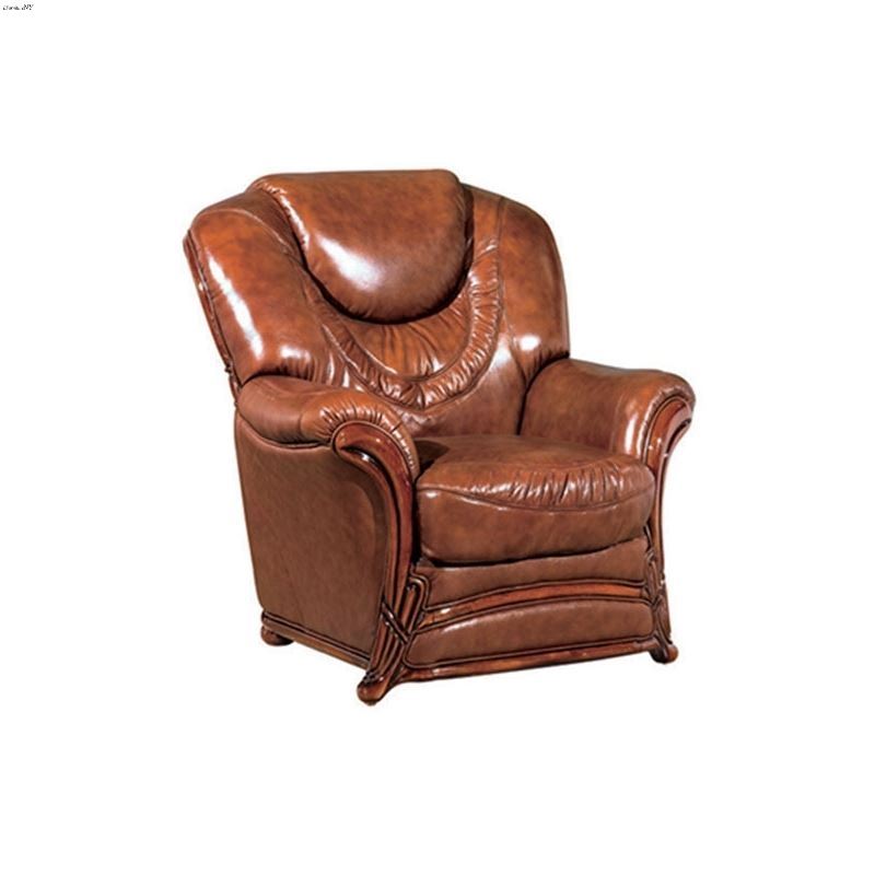 Traditional 67 Brown Italian Leather Chair With Wo