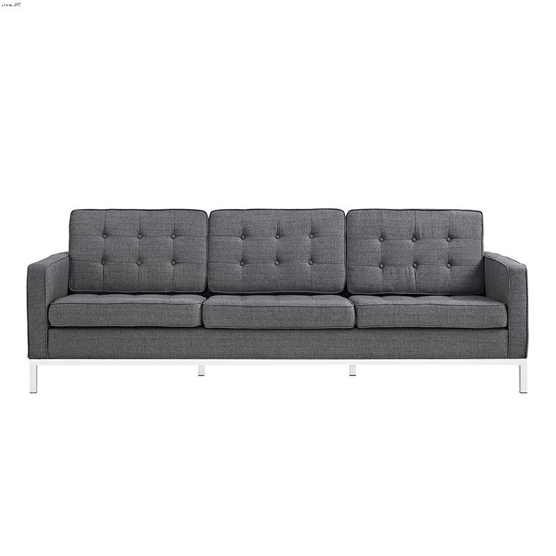 Loft Modern Grey Fabric Tufted Sofa