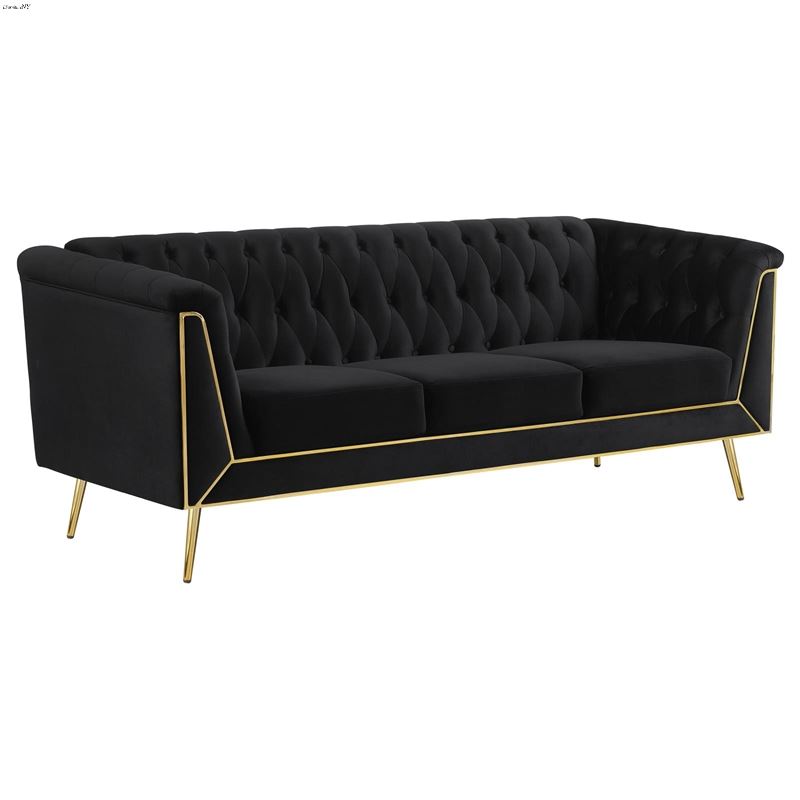 Holly Black and Gold Tufted Sofa 508441