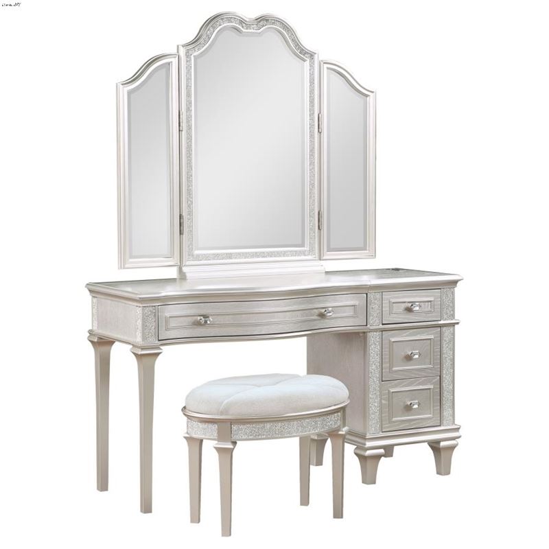 Evangeline Silver Oak 3 Piece Vanity Table Set 223