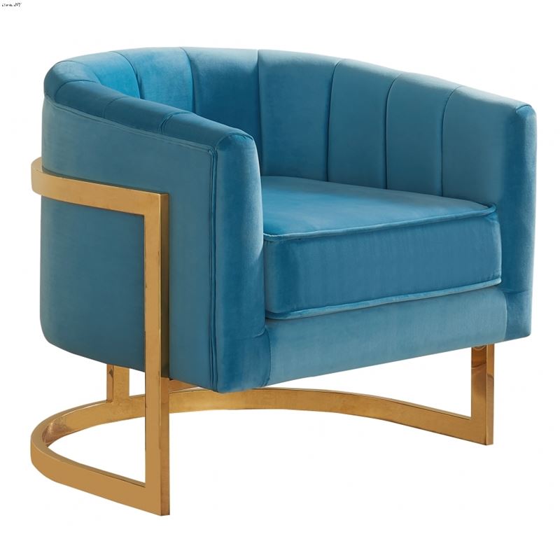 Carter Aqua Velvet Upholstered Accent Chair