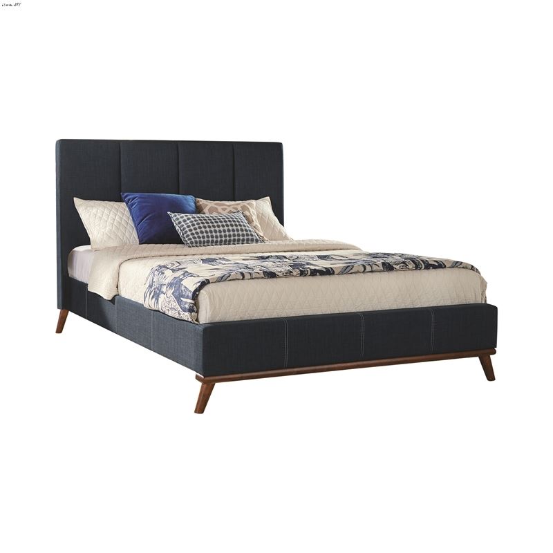 Charity Blue Fabric Upholstered Full Bed 300626F