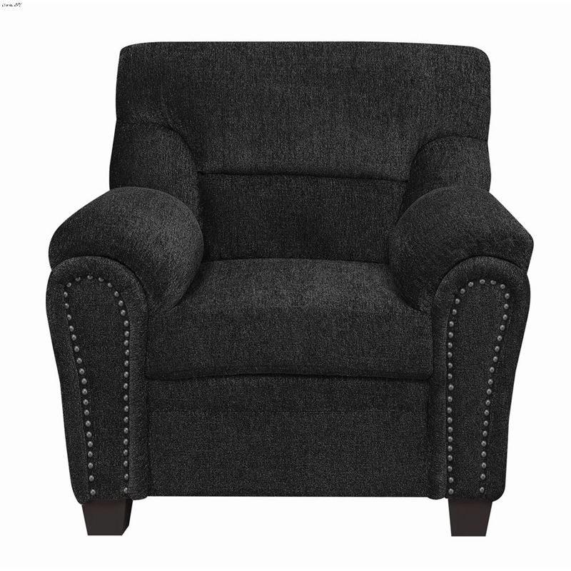 Clemintine Graphite Chenille Fabric Chair With Nai