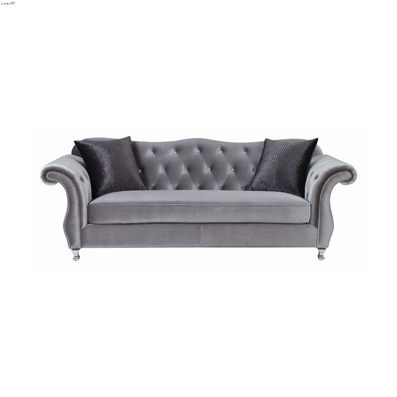 Frostine Silver Button Tufted Sofa 551161