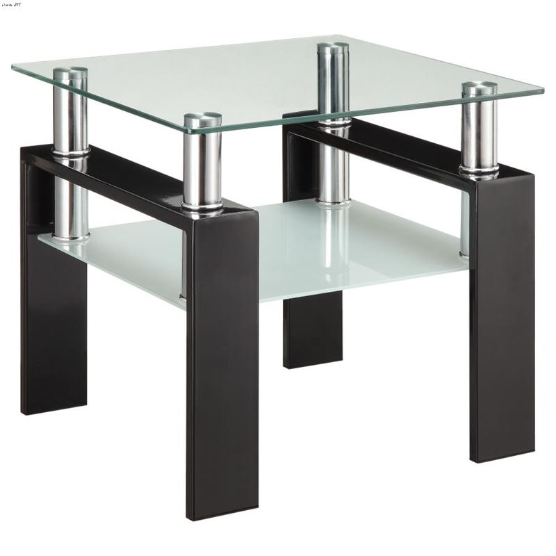 Dyer Black Square Glass Top Side End Table 702287