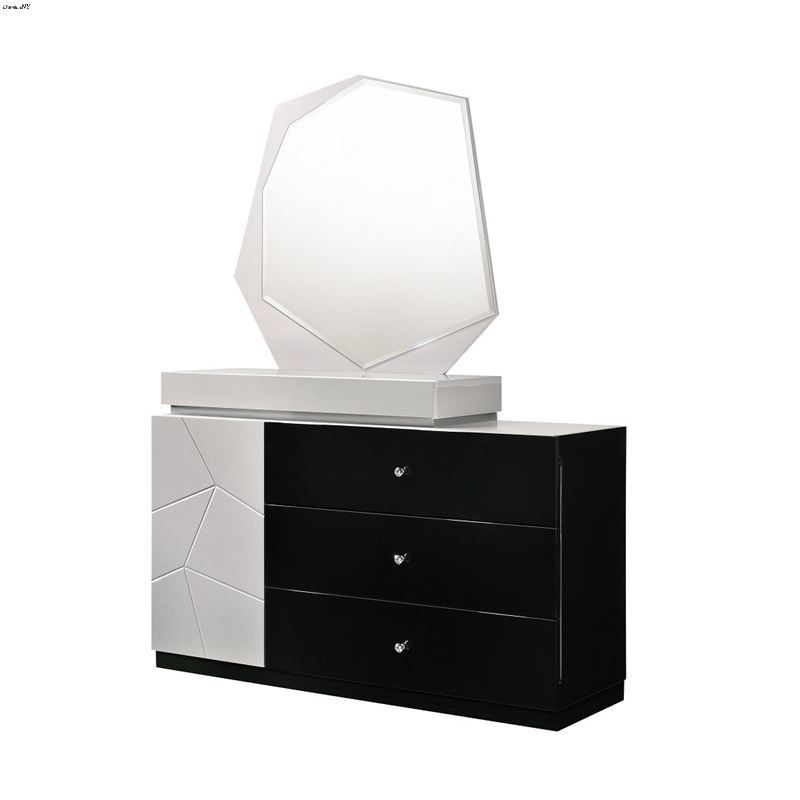 Turin Modern Black and Grey 3 Drawer Dresser and M