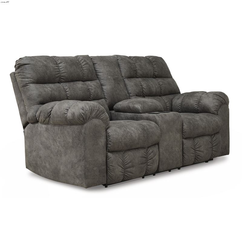 Derwin Concrete Fabric Reclining Loveseat with Con