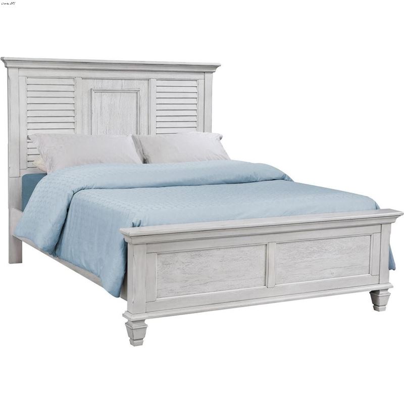 Franco Antique White Queen Panel Bed 205331Q