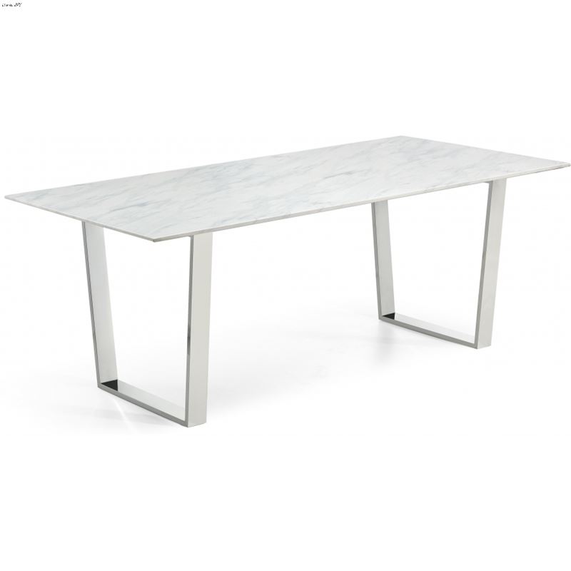 Carlton White Marble Top and Chrome Dining Table