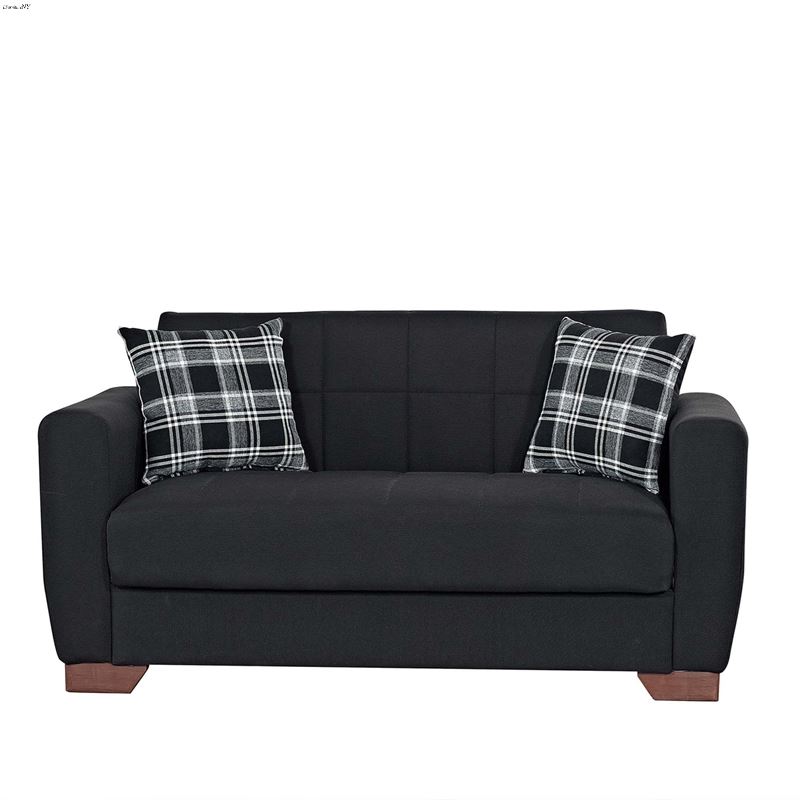 Barato Black Upholstered Convertible Loveseat with