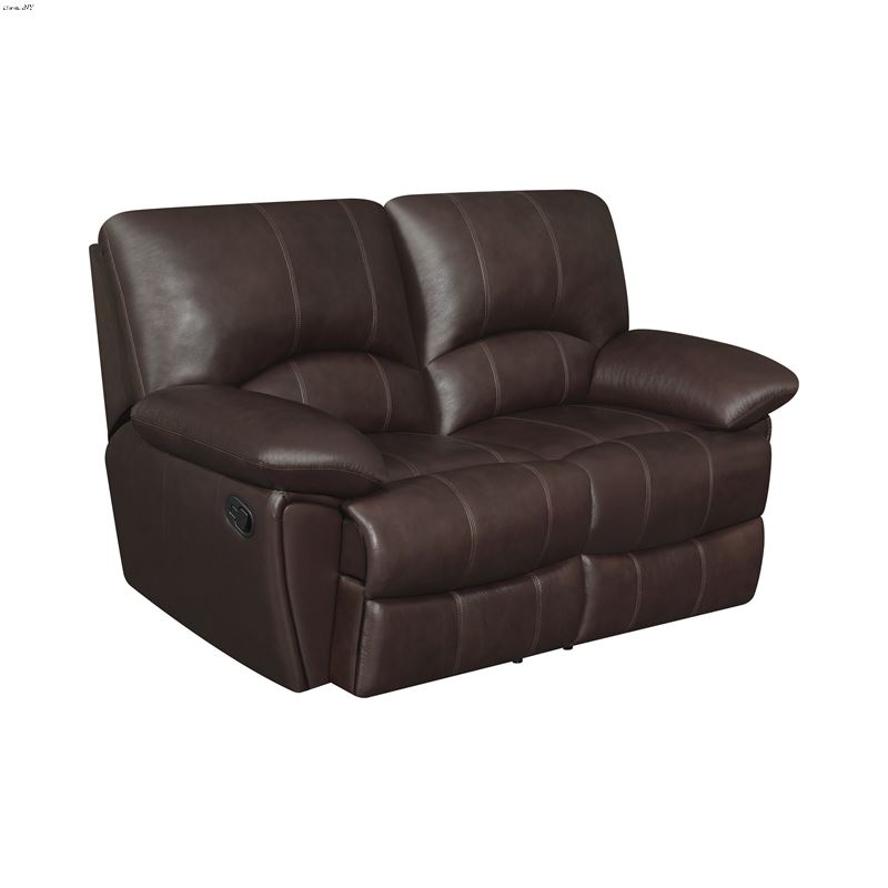 Clifford Chocolate Leather Reclining Love Seat 600