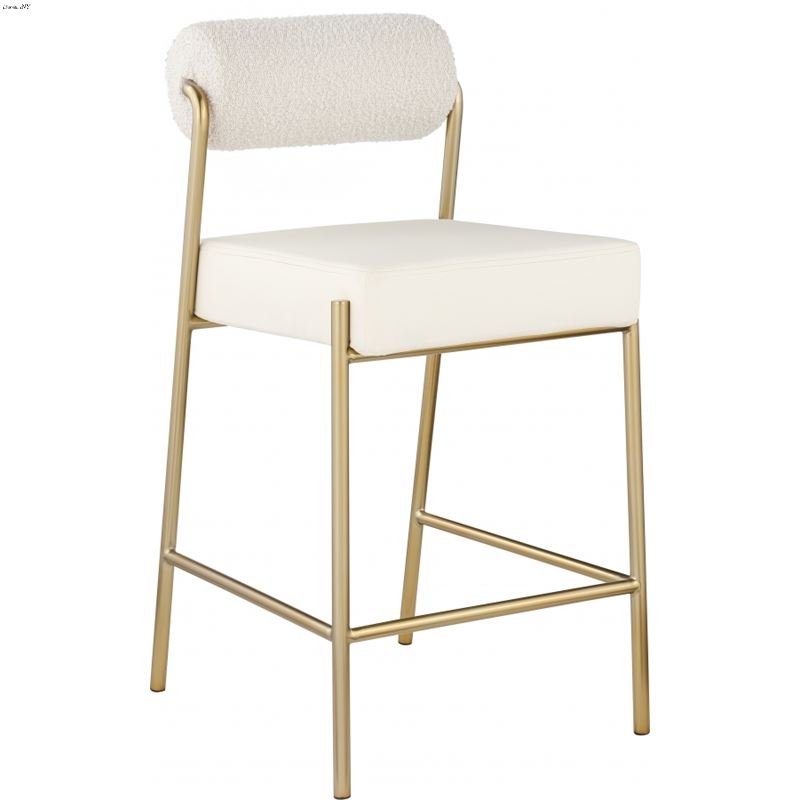 Carly Cream Leatherette Counter Stool - Set of 2