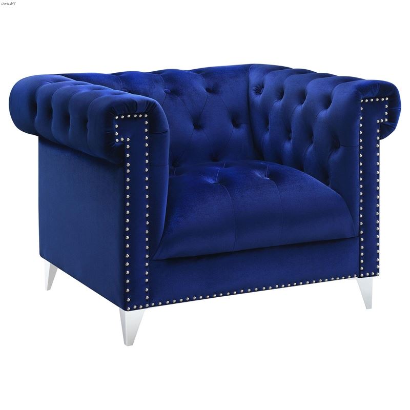 Bleker Blue Velvet Chesterfield Accent Chair 50948