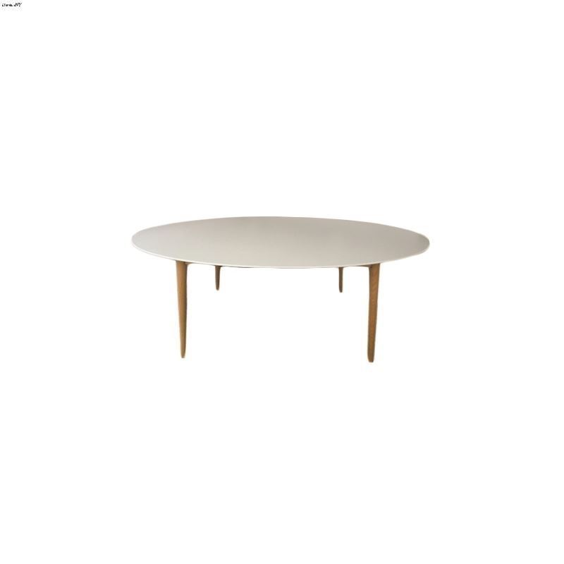 Manon White and Dark Walnut Oval Dining Table 9019