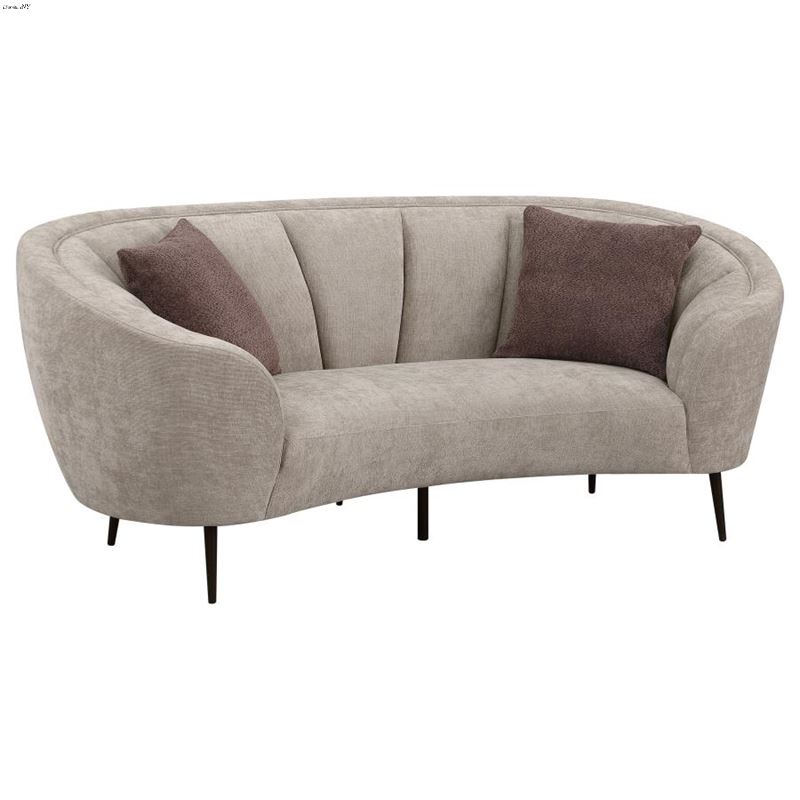 Ellorie Beige Channel Back Curved Loveseat 504838