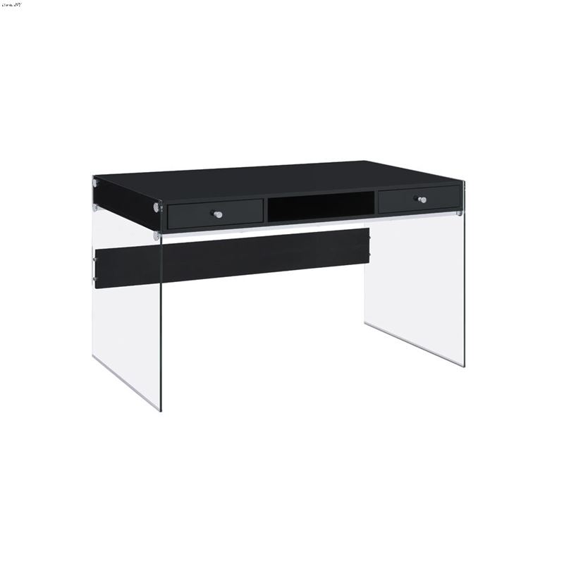 Dobrev 48 inch Gloss Black Floating Writing Desk 8