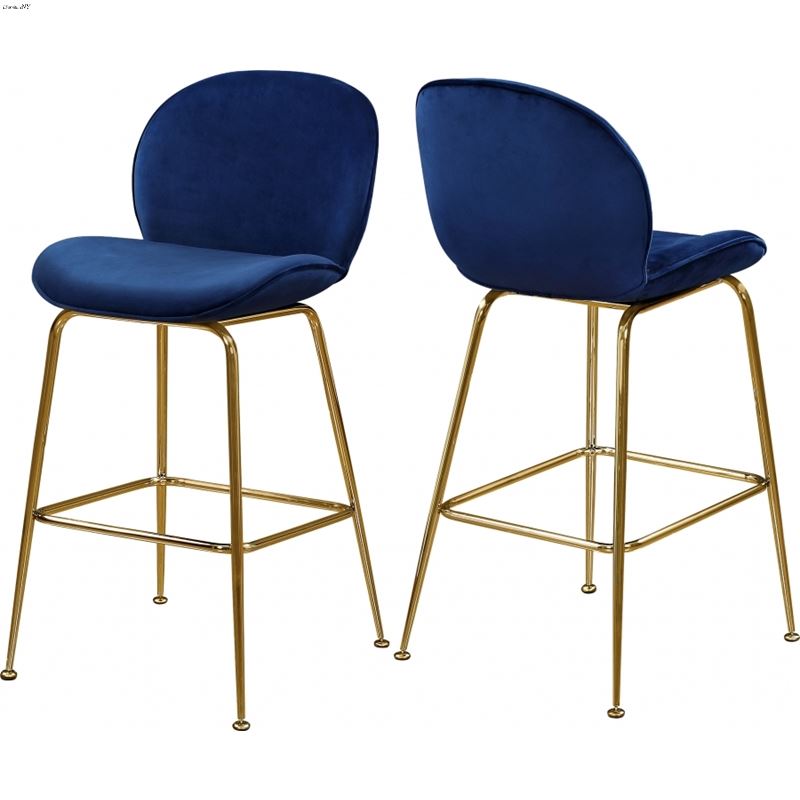 Paris Navy Velvet Upholstered Bar/Counter Stool - 