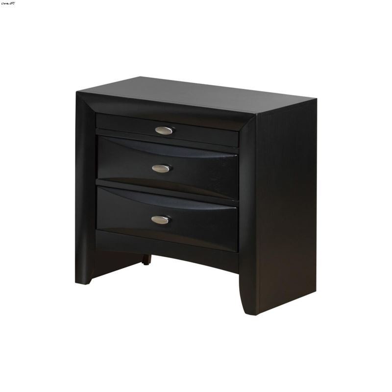 Linda Black 2 Drawer Nightstand