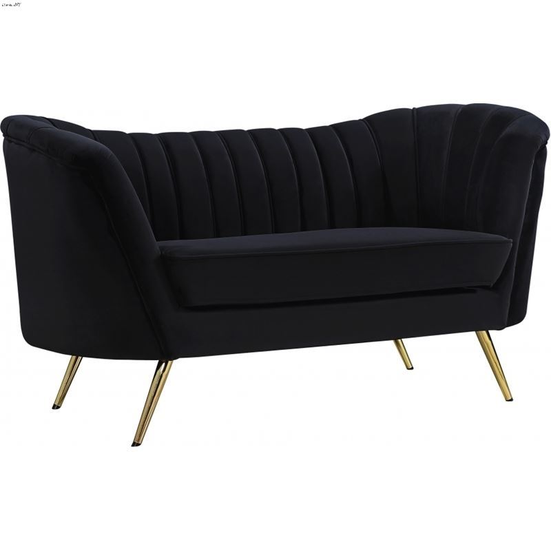 Margo Black Velvet Love Seat